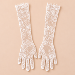 White Floral Lace Bridal Gloves